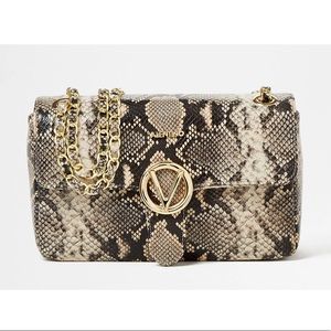 Mario Valentino Antoinette Python Leather Shoulder Bag Gold Hardware